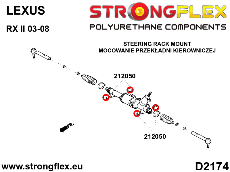 212050A Steering rack bush SPORT Sport (Yellow) Lexus RX II (03-09)