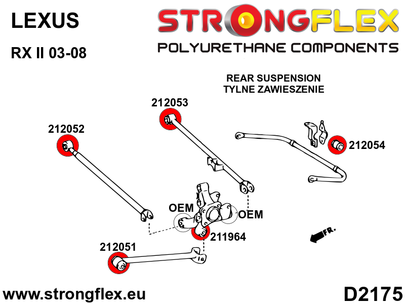 212051A Rear trailing arm - front bush SPORT Sport (Yellow) Lexus RX II (03-09)