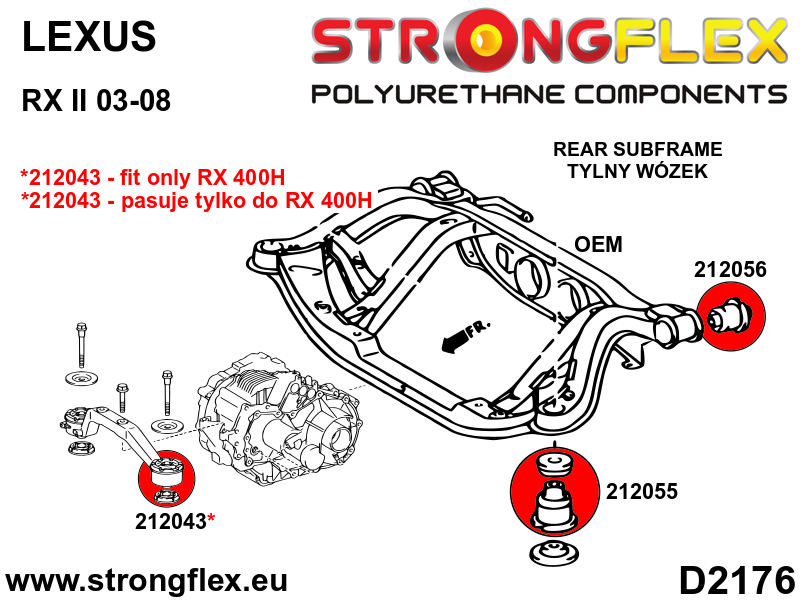 216288A Full suspension bush kit SPORT Sport (Yellow) Lexus RX II (03-09)
