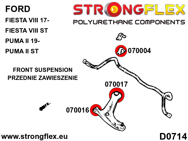 070016A Front control arm – front bush SPORT Sport (Yellow) Ford Fiesta MK8 / MK8 ST (17-)