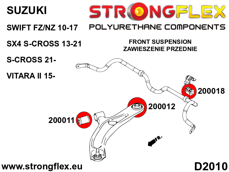 200012A Front control arm – rear bush SPORT Sport (Yellow) Suzuki Splash (08-15)