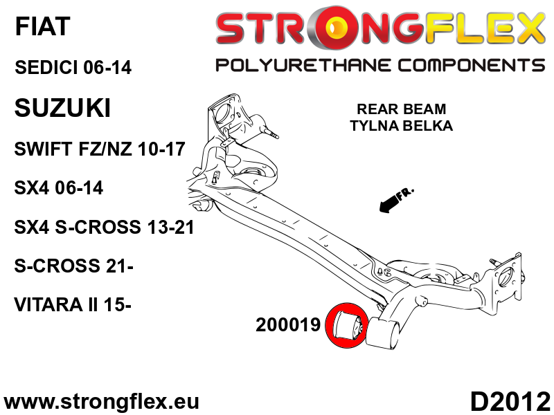 200019A Rear beam bush SPORT Sport (Yellow) Fiat Sedici (06-14) FWD