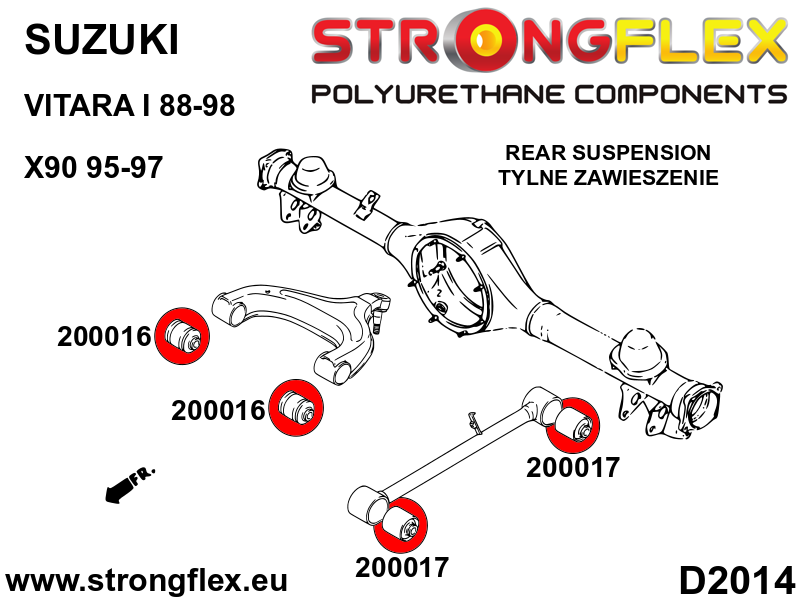 206162B Front and rear suspension bush kit Standard (Red) Suzuki X-90 (95-97)