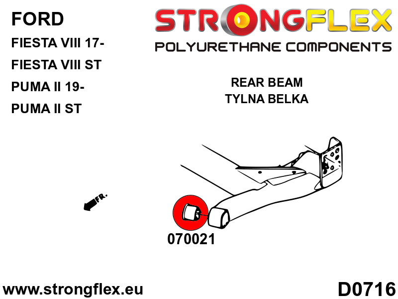 076170B Full suspension bush kit Standard (Red) Ford Fiesta MK8 / MK8 ST (17-)