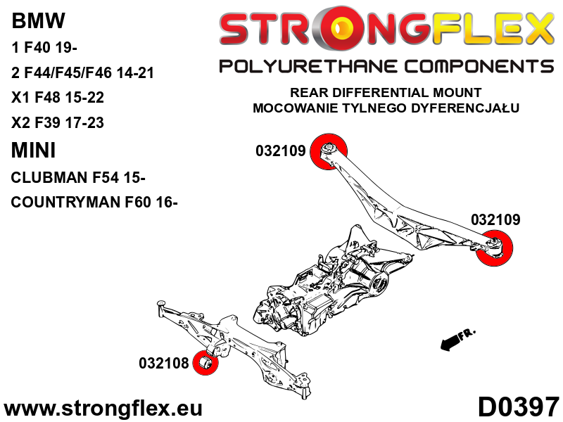 032108A Rear diff mount - front bush SPORT Sport (Yellow) Mini F54 Clubman / F60 Countryman (15-) F54 / F60 ALL4