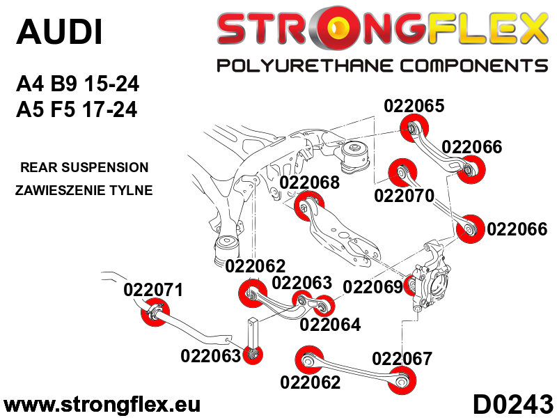 022063A Rear anti roll bar link bush SPORT Sport (Yellow) Audi A4 / S4 / RS4 V (15-23) B9