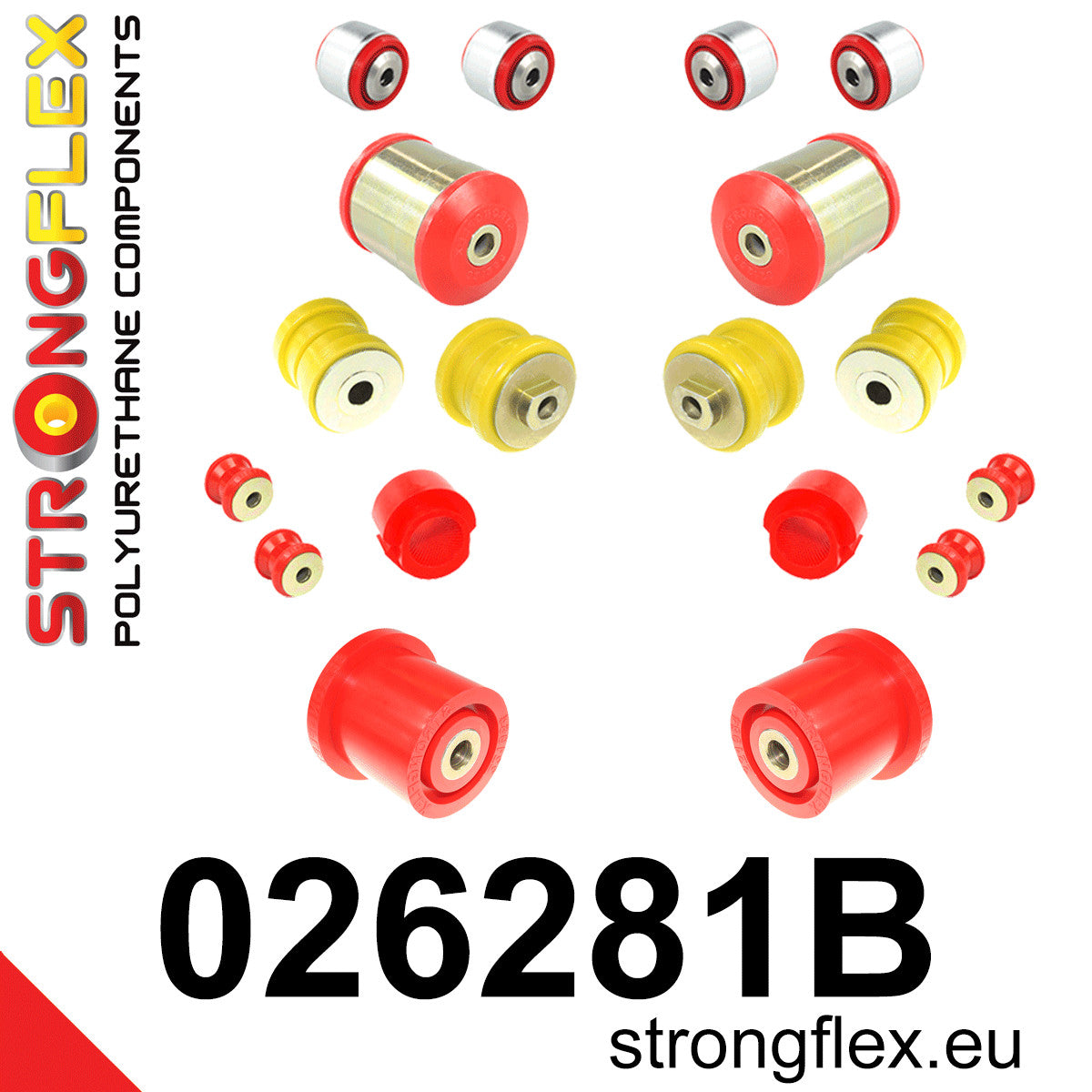 026281B Front suspension and ream beam bush kit Standard (Red) Audi A6 / S6 / RS6 C5 (97-04)