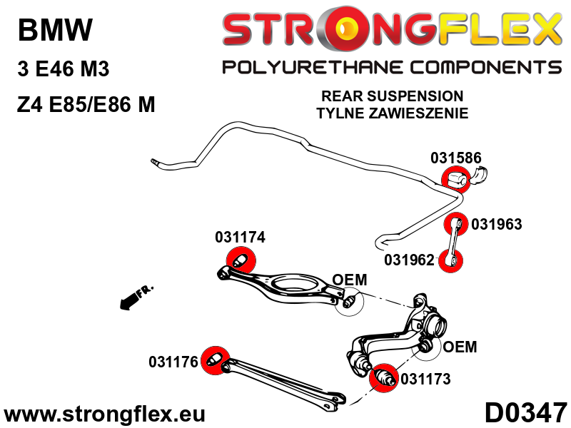 031174A Rear control arm upper inner SPORT Sport (Yellow) BMW Seria 3 III (90-99) E36