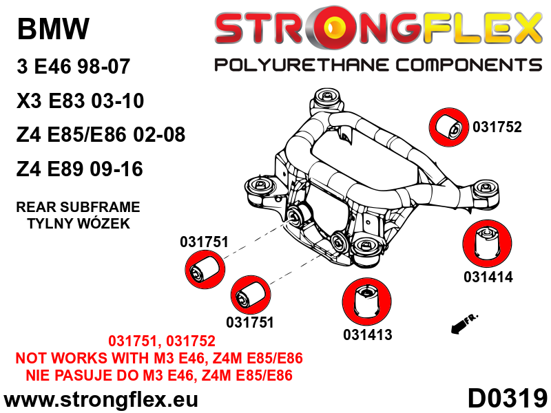 031413A Rear subframe front bush SPORT Sport (Yellow) BMW Seria 3 IV (98-07) E46