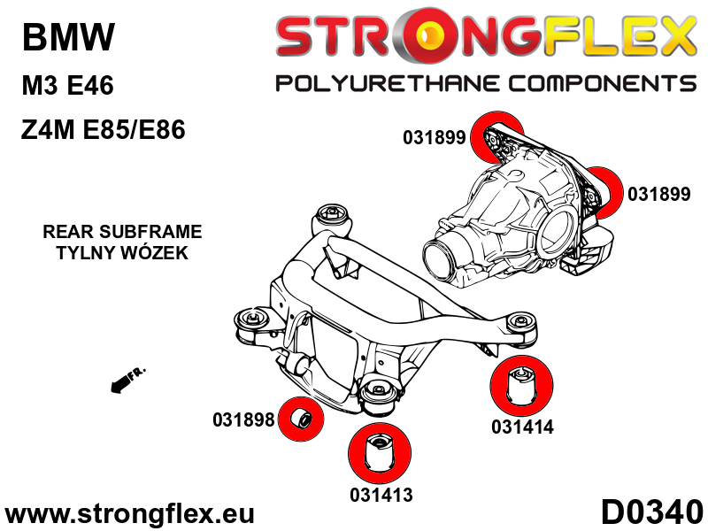 031413A Rear subframe front bush SPORT Sport (Yellow) BMW Seria 3 IV (98-07) E46