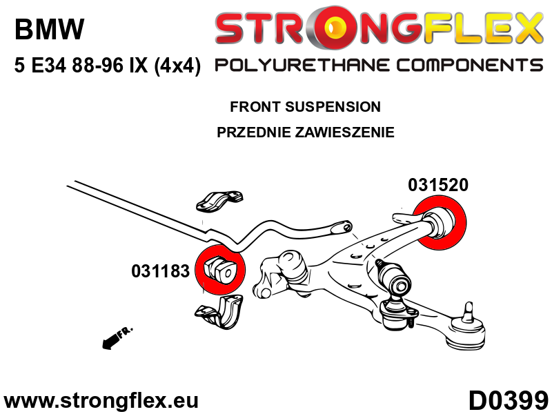 031520A Front wishbone rear bush xi/xd/ix (4x4) SPORT Sport (Yellow) BMW Seria 3 IV (98-07) E46