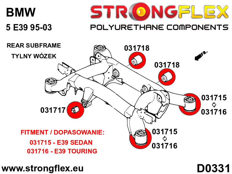 031717A Rear diff mount - front bush SPORT Sport (Yellow) BMW Seria 5 IV (95-03) E39