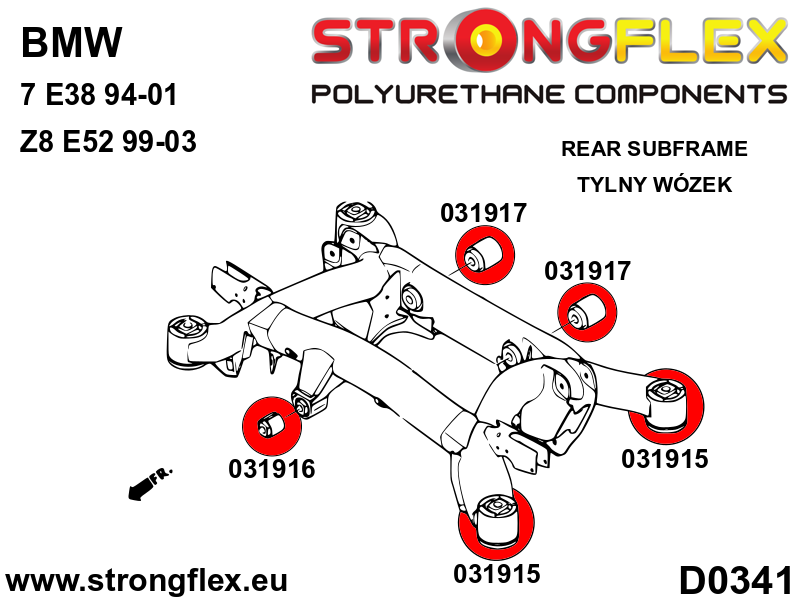 031916A Rear diff mount - front bush SPORT Sport (Yellow) BMW Seria 7 III (94-01) E38