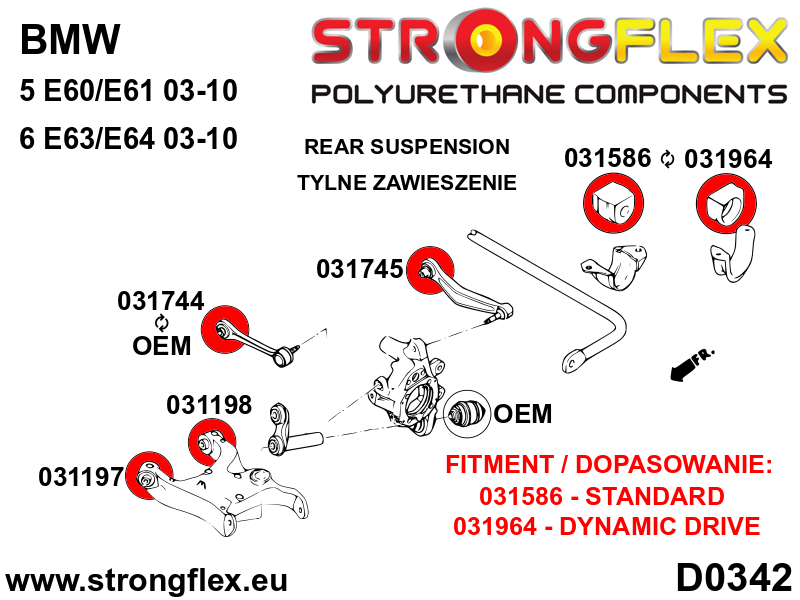 036248A Full suspension polyurethane bush kit SPORT Sport (Yellow) BMW Seria 5 V (03-10) E60 / E61