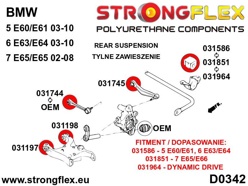 031197A Rear lower trailing arm - front bush SPORT Sport (Yellow) BMW Seria 5 IV (95-03) E39