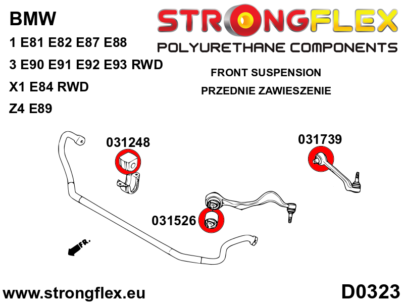 036215A Full suspension bush kit SPORT Sport (Yellow) BMW Seria 1 I (04-13) E81 / E82 / E87 / E88