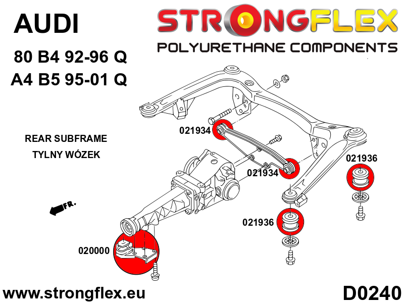 026287A Full suspension polyurethane bush kit SPORT Sport (Yellow) Audi 80 / 90 / S2 / RS2 80 / 90 / S2 / RS2 B4 (91-96)