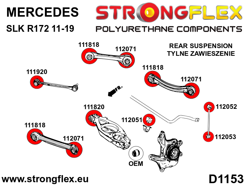 111820A Rear track control arm - inner bush 33mm SPORT Sport (Yellow) Mercedes Klasa C W202 (93-01)