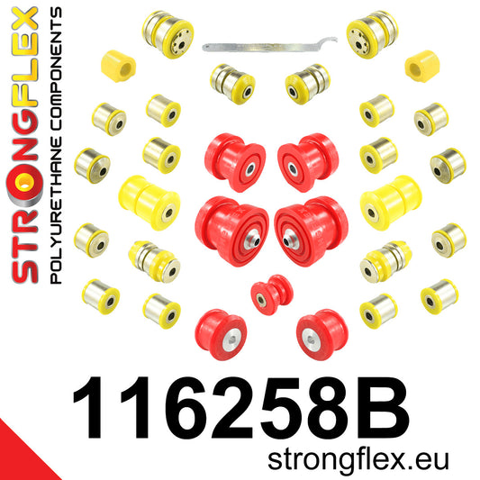 116258B Full suspension polyurethane bush kit Standard (Red) Mercedes Klasa C W204 (07-14)