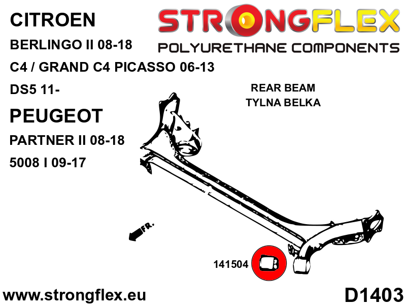 141504A Rear beam bush SPORT Sport (Yellow) Citroën Berlingo II (08-18)