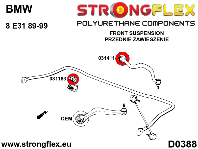 036085B Full suspension polyurethane bush kit Standard (Red) BMW Seria 8 I (90-99) E31