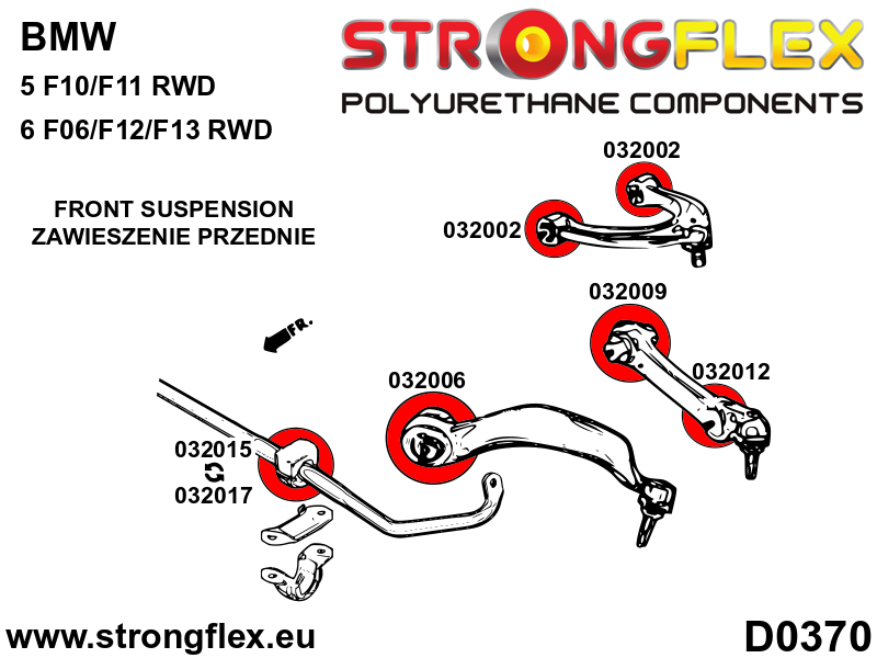 032015B Front anti roll bar bush Standard (Red) BMW Seria 5 VI (09-17) F10 / F11 / F07