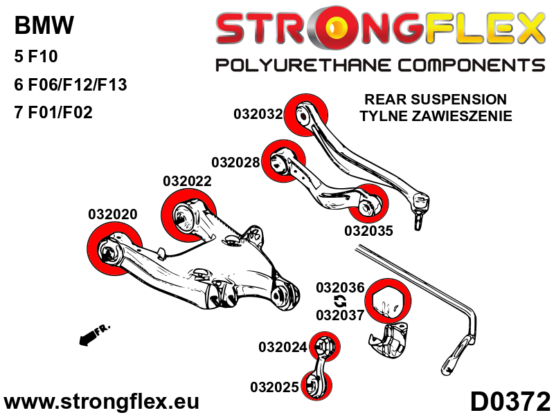 032020A Rear lower arm – front bush SPORT Sport (Yellow) BMW Seria 5 VI (09-17) F10 / F11 / F07