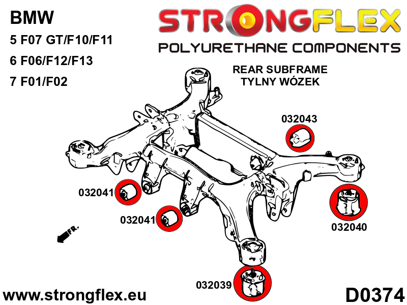 032040A Rear subframe – rear bush SPORT Sport (Yellow) BMW Seria 5 VI (09-17) F10 / F11 / F07
