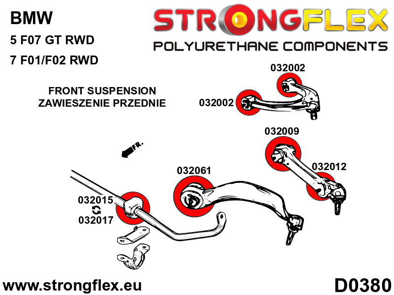 036081A Full suspension polyurethane bush kit SPORT Sport (Yellow) BMW Seria 7 V (08-15) F01 / F02
