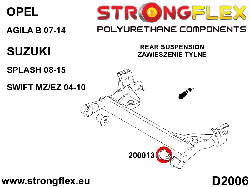 206168A Front suspension and ream beam bush kit SPORT Sport (Yellow) Suzuki Splash (08-15)