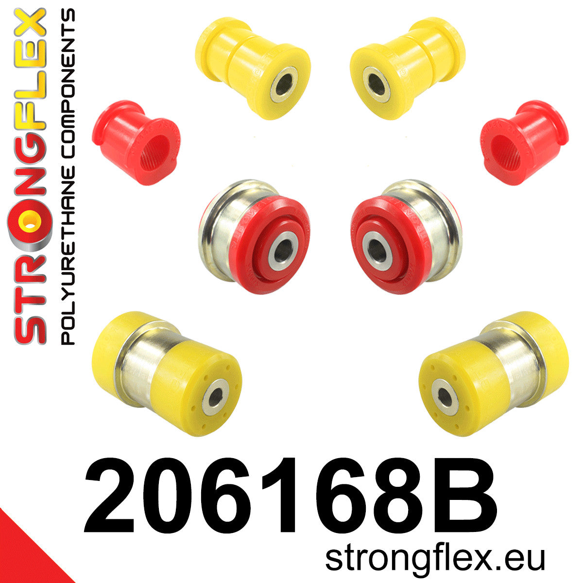 206168B Front suspension and ream beam bush kit Standard (Red) Suzuki Splash (08-15)