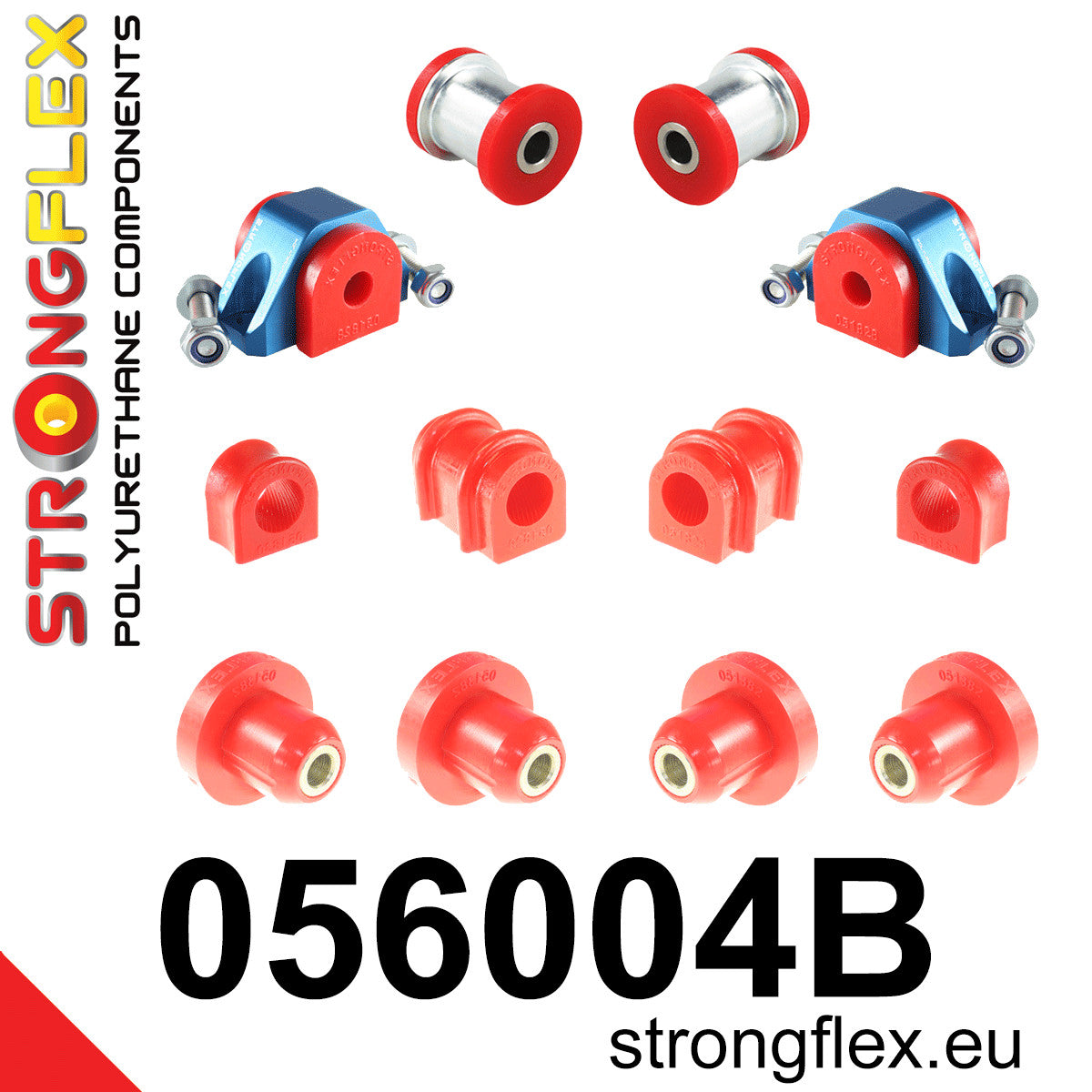 056004B Front suspension and ream beam bush kit Standard (Red) Citroën AX (86-98)