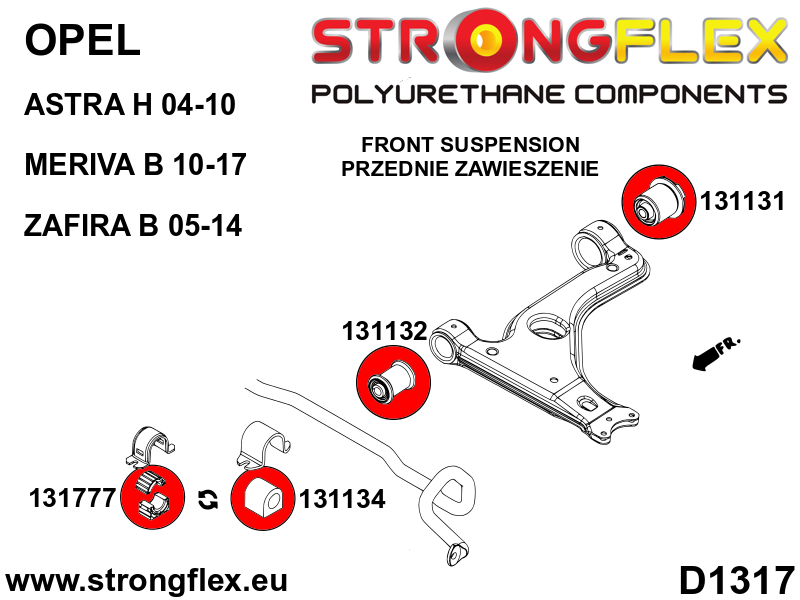 131132B Front wishbone front bush Standard (Red) Fiat Croma II (05-10)