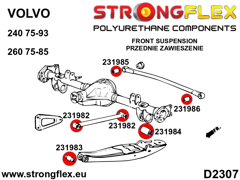 231984A Rear axle bush SPORT Sport (Yellow) Volvo Seria 200 240 (75-93)