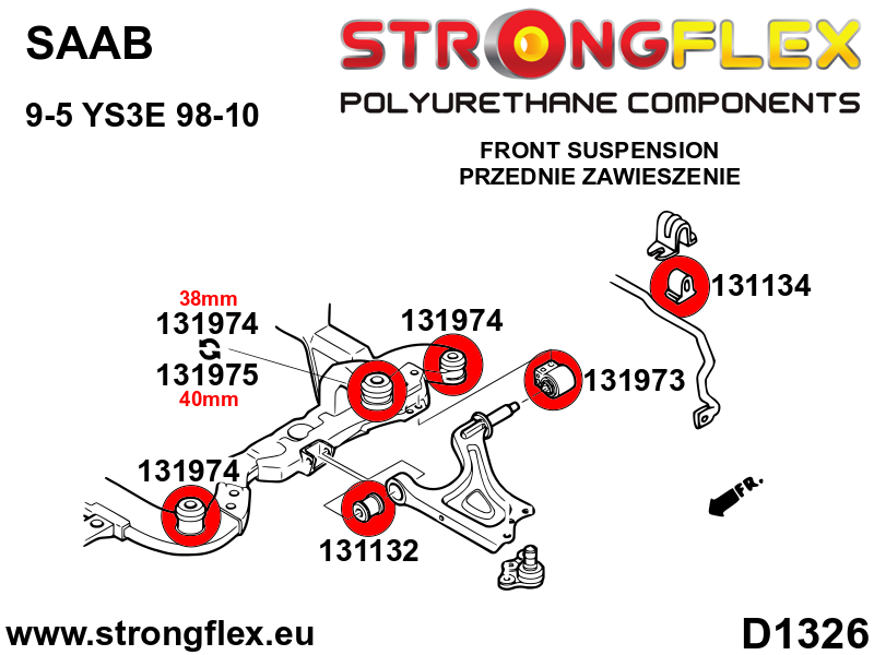 131132A Front wishbone front bush SPORT Sport (Yellow) Fiat Croma II (05-10)