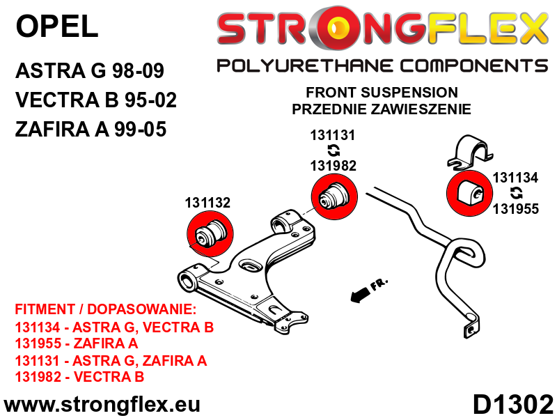 131132B Front wishbone front bush Standard (Red) Fiat Croma II (05-10)