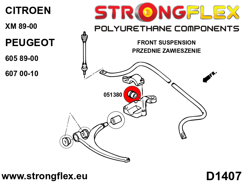 051380A Front anti roll bar bush SPORT Sport (Yellow) Citroën Xsara (97-05)