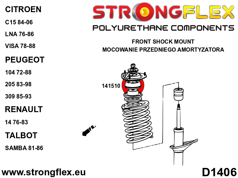 141510A Front shock absorber cushion SPORT Sport (Yellow) Citroën C15 (84-06)