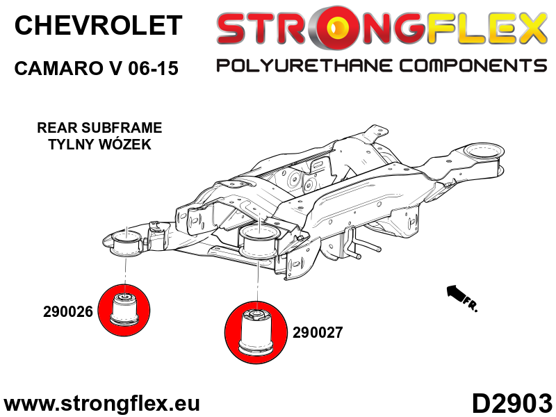 290027A Rear subframe - rear bush SPORT Sport (Yellow) Chevrolet Camaro V (09-15)