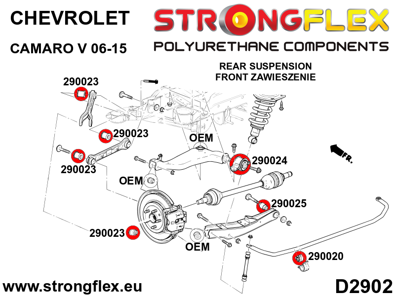 296104B Full suspension bush kit Standard (Red) Chevrolet Camaro V (09-15)