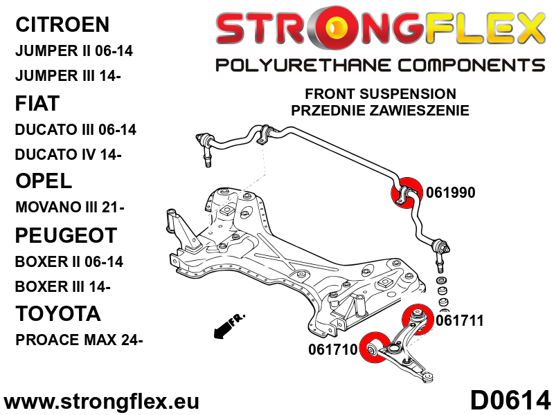 061710B Front wishbone front bush Standard (Red) Citroën Jumper / Relay II (06-14)