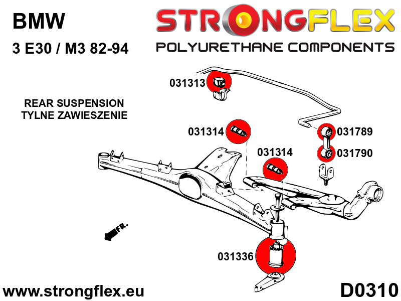 036103A Full suspension bush kit SPORT Sport (Yellow) BMW Seria 3 II (82-91) E30
