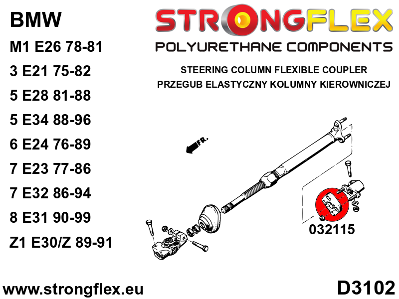 032115A Steering column flexible coupler SPORT Sport (Yellow) BMW Seria 3 I (75-82) E21