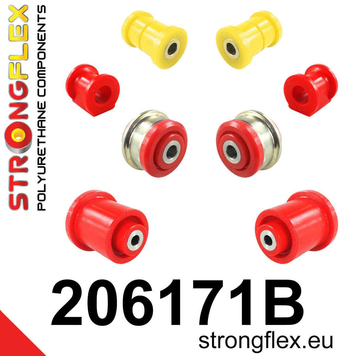 206171B Front suspension and ream beam bush kit Standard (Red) Fiat Sedici (06-14) FWD