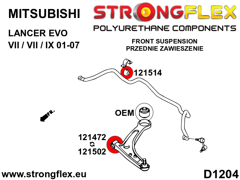 126144B Full suspension bush kit Standard (Red) Mitsubishi Lancer Evolution VII / VIII / IX (01-07)