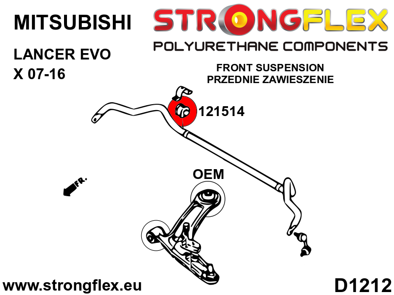 121514A Front/rear anti roll bar bush SPORT Sport (Yellow) Mitsubishi Lancer Evolution VII / VIII / IX (01-07)