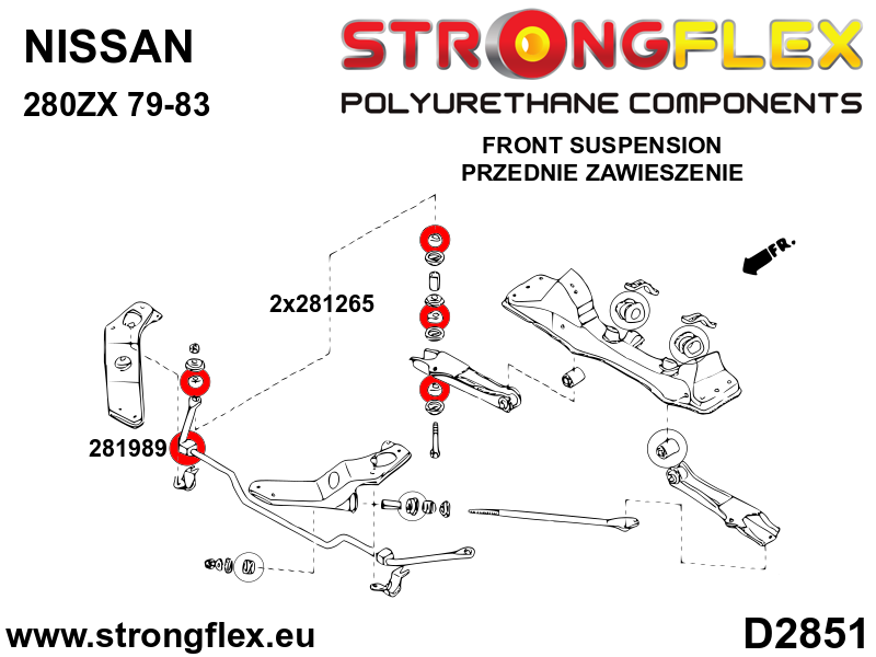 281265A Front anti roll bar link bush SPORT Sport (Yellow) Nissan S-chassis (180SX / 200SX / 240SX / Silvia) V (88-98) S13