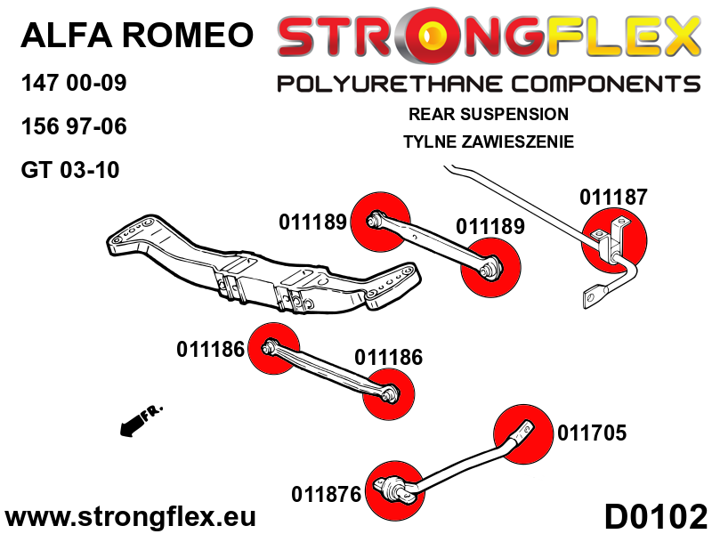 011187A Rear anti roll bar bush SPORT Sport (Yellow) Alfa Romeo 147 (00-10) type 937
