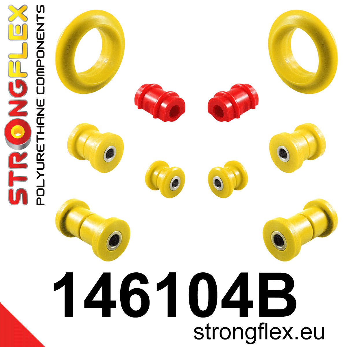 146104B Front suspension and ream beam bush kit Standard (Red) Peugeot 309 309 (85-93)