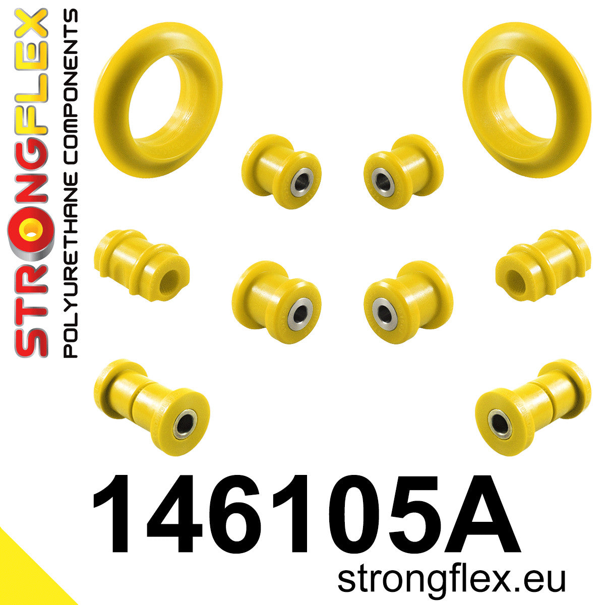 146105A Front suspension and ream beam bush kit SPORT Sport (Yellow) Peugeot 309 309 GTI, TD (86-93)